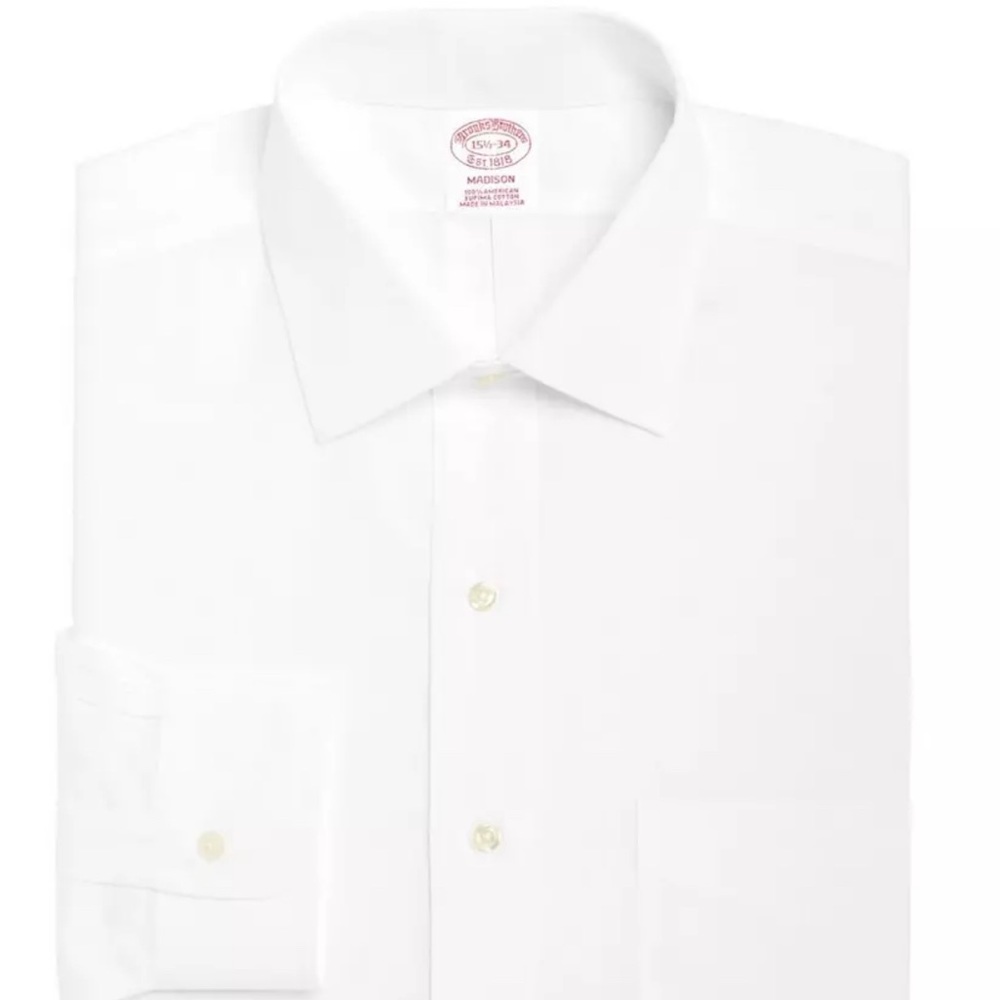 Brooks Brothers Madison Spread Collar White Dress Shirt NWT 16.5 34